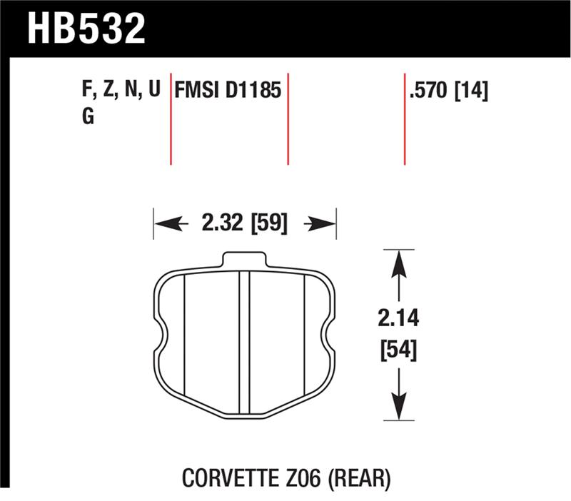 Chevrolet Corvette Grand Sport Brake Pads - Rear - Hawk Performance - DTC-60 Race Compound - `10-`12